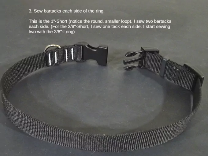 Step 3. Sew a D-ring & female buckle onto the remaining end of the webbing