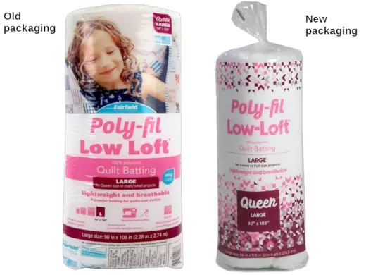 Poly-Fil Low-Loft batting (packaging to look for)