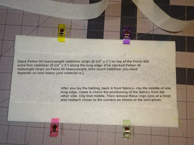 Stabilizer prepared first (stack the edge strips onto main stabilizer)