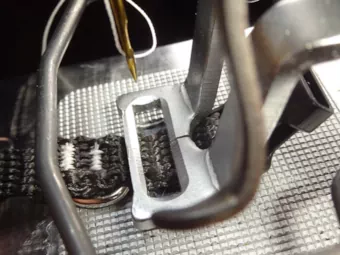 3/8-inch collar (long) clamped on the buckle-side of the ring