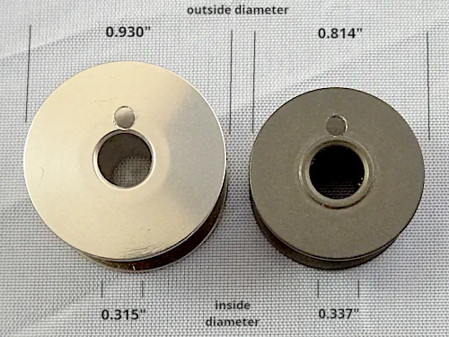 LK-1900 standard & large bobbins compared (diameters)
