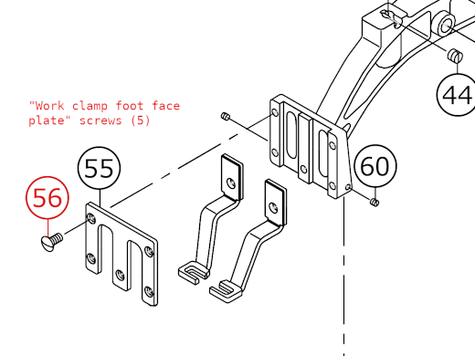 Drawing of the LK-1900's arch faceplate parts