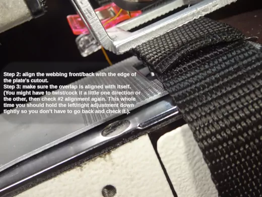 Aligning the leash under the clamp: front to back