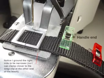 3/4-inch leash's handle-end clamped.