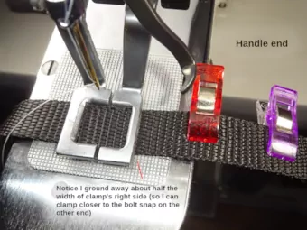 5/8-inch leash's handle end clamped.