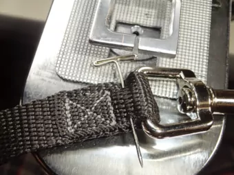 5/8-inch leash's snap end sewn.