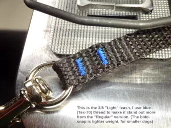 3/8-inch leash snap-end sewn